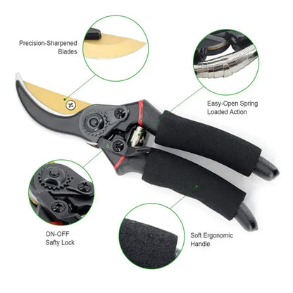 Heavy-Duty Pruning Shears — Sharp Garden Secateurs | Wahooly Heavy-Duty Pruning Shears — Sharp Alloy Steel Secateurs for Branches, Flowers & Fruit Trees