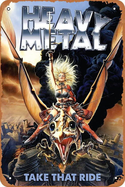 Heavy metal movie poster, retro tin plate, retro metal sign, suitable for coffee shops, bars, offices, home wall decoration, gif Heavy metal movie poster, retro tin plate, retro metal sign, suitable for coffee shops, bars, offices, home wall decoration, gif