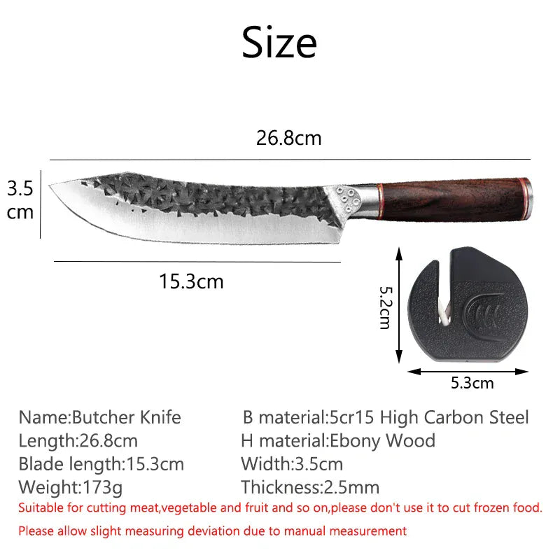 High Carbon Steel Chef Knife Clad Forged Steel Slicing Butcher Kitchen Knives Meat Cleaver Vegetable Knife with Knife sharpener High Carbon Steel Chef Knife Clad Forged Steel Slicing Butcher Kitchen Knives Meat Cleaver Vegetable Knife with Knife sharpener