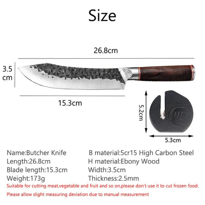 High Carbon Steel Chef Knife Clad Forged Steel Slicing Butcher Kitchen Knives Meat Cleaver Vegetable Knife with Knife sharpener High Carbon Steel Chef Knife Clad Forged Steel Slicing Butcher Kitchen Knives Meat Cleaver Vegetable Knife with Knife sharpener