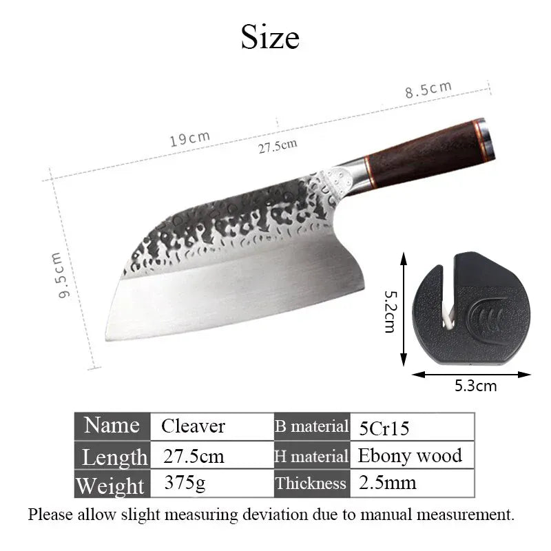High Carbon Steel Chef Knife Clad Forged Steel Slicing Butcher Kitchen Knives Meat Cleaver Vegetable Knife with Knife sharpener High Carbon Steel Chef Knife Clad Forged Steel Slicing Butcher Kitchen Knives Meat Cleaver Vegetable Knife with Knife sharpener