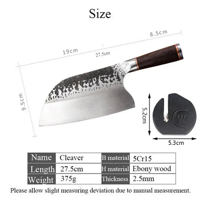 High Carbon Steel Chef Knife Clad Forged Steel Slicing Butcher Kitchen Knives Meat Cleaver Vegetable Knife with Knife sharpener High Carbon Steel Chef Knife Clad Forged Steel Slicing Butcher Kitchen Knives Meat Cleaver Vegetable Knife with Knife sharpener