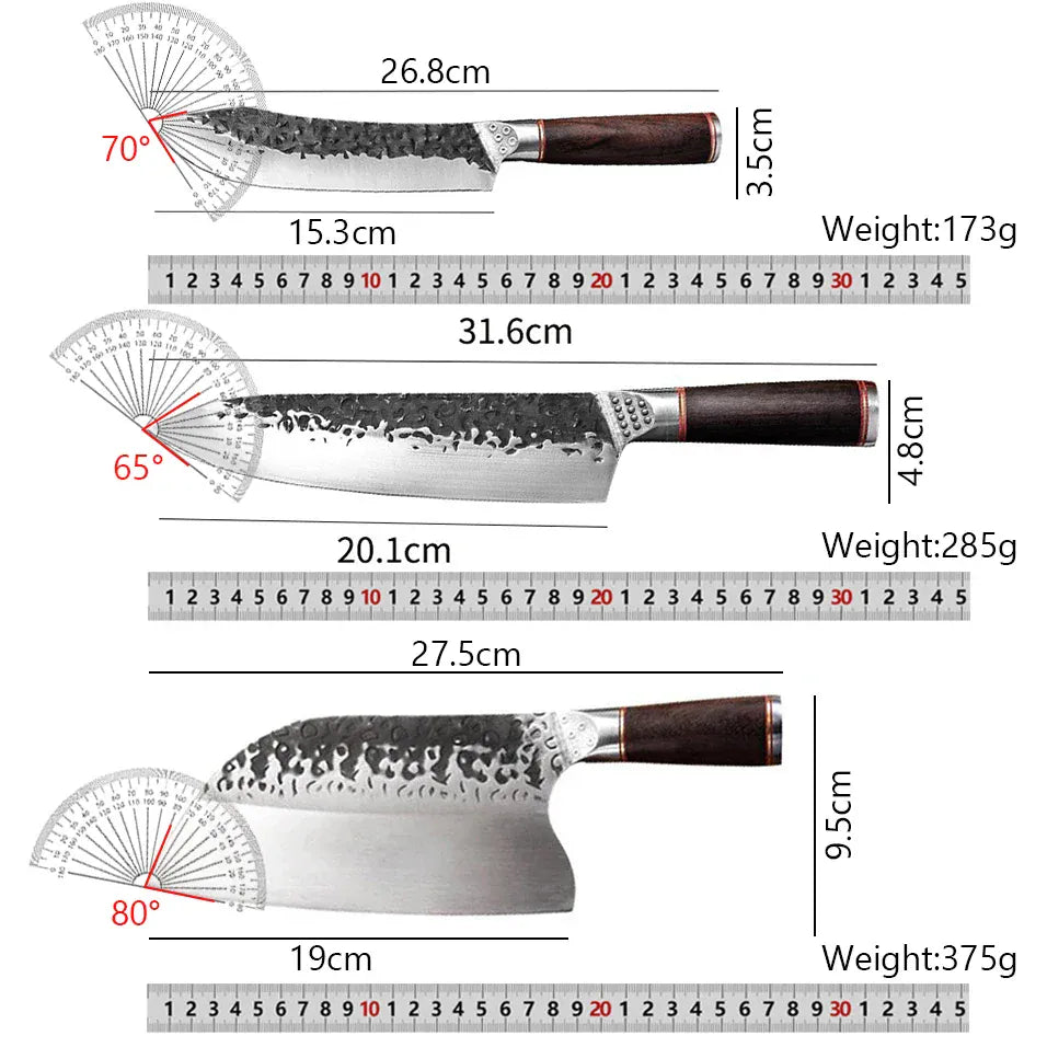 High Carbon Steel Chef Knife Clad Forged Steel Slicing Butcher Kitchen Knives Meat Cleaver Vegetable Knife with Knife sharpener High Carbon Steel Chef Knife Clad Forged Steel Slicing Butcher Kitchen Knives Meat Cleaver Vegetable Knife with Knife sharpener
