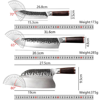 High Carbon Steel Chef Knife Clad Forged Steel Slicing Butcher Kitchen Knives Meat Cleaver Vegetable Knife with Knife sharpener High Carbon Steel Chef Knife Clad Forged Steel Slicing Butcher Kitchen Knives Meat Cleaver Vegetable Knife with Knife sharpener