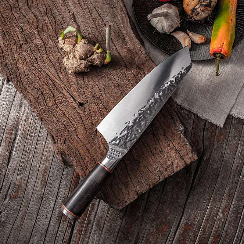 High Carbon Steel Chef Knife Clad Forged Steel Slicing Butcher Kitchen Knives Meat Cleaver Vegetable Knife with Knife sharpener High Carbon Steel Chef Knife Clad Forged Steel Slicing Butcher Kitchen Knives Meat Cleaver Vegetable Knife with Knife sharpener