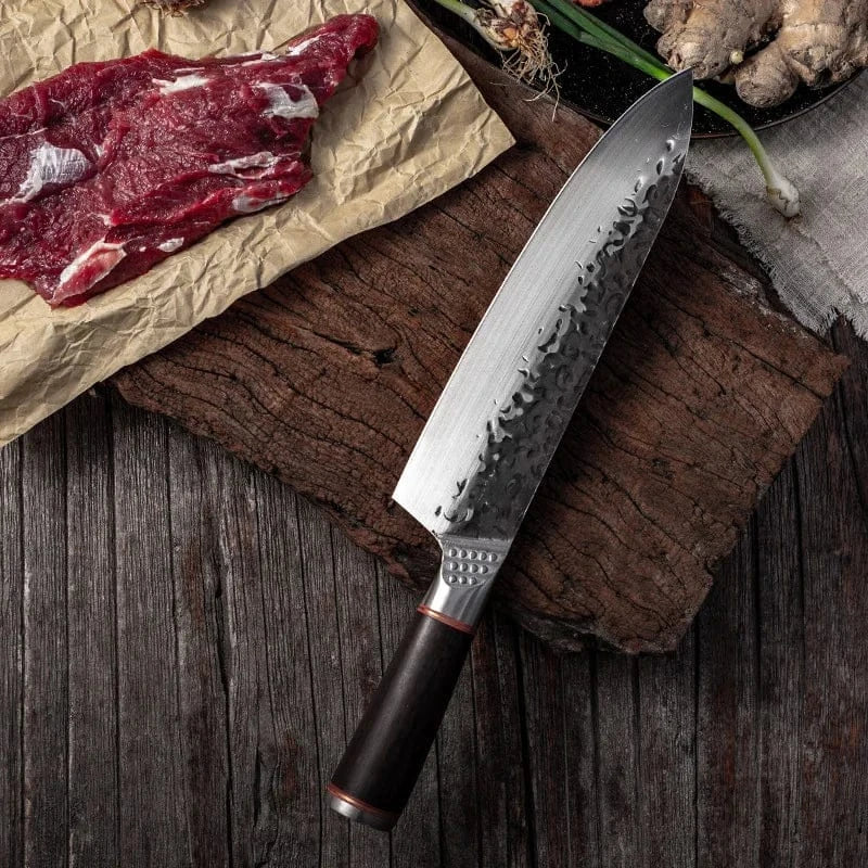 High Carbon Steel Chef Knife Clad Forged Steel Slicing Butcher Kitchen Knives Meat Cleaver Vegetable Knife with Knife sharpener High Carbon Steel Chef Knife Clad Forged Steel Slicing Butcher Kitchen Knives Meat Cleaver Vegetable Knife with Knife sharpener