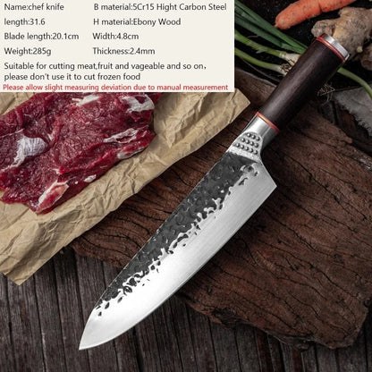High Carbon Steel Chef Knife Clad Forged Steel Slicing Butcher Kitchen Knives Meat Cleaver Vegetable Knife with Knife sharpener High Carbon Steel Chef Knife Clad Forged Steel Slicing Butcher Kitchen Knives Meat Cleaver Vegetable Knife with Knife sharpener