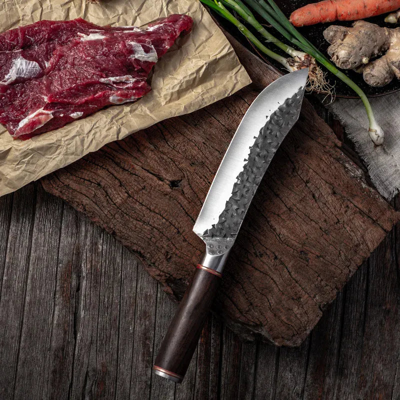 High Carbon Steel Chef Knife Clad Forged Steel Slicing Butcher Kitchen Knives Meat Cleaver Vegetable Knife with Knife sharpener High Carbon Steel Chef Knife Clad Forged Steel Slicing Butcher Kitchen Knives Meat Cleaver Vegetable Knife with Knife sharpener
