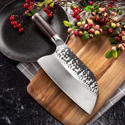 High Carbon Steel Chef Knife Clad Forged Steel Slicing Butcher Kitchen Knives Meat Cleaver Vegetable Knife with Knife sharpener High Carbon Steel Chef Knife Clad Forged Steel Slicing Butcher Kitchen Knives Meat Cleaver Vegetable Knife with Knife sharpener