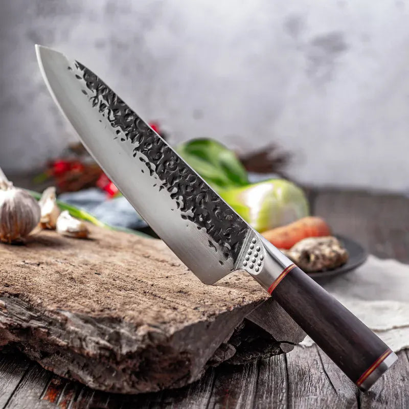 High Carbon Steel Chef Knife Clad Forged Steel Slicing Butcher Kitchen Knives Meat Cleaver Vegetable Knife with Knife sharpener High Carbon Steel Chef Knife Clad Forged Steel Slicing Butcher Kitchen Knives Meat Cleaver Vegetable Knife with Knife sharpener