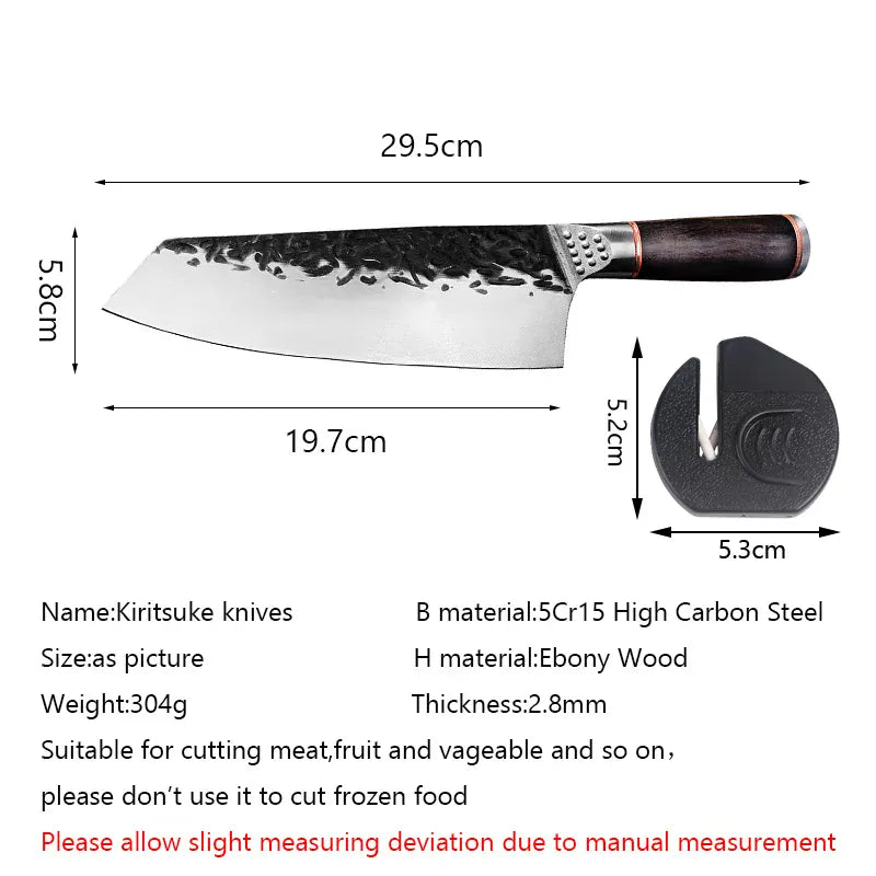 High Carbon Steel Chef Knife Clad Forged Steel Slicing Butcher Kitchen Knives Meat Cleaver Vegetable Knife with Knife sharpener High Carbon Steel Chef Knife Clad Forged Steel Slicing Butcher Kitchen Knives Meat Cleaver Vegetable Knife with Knife sharpener