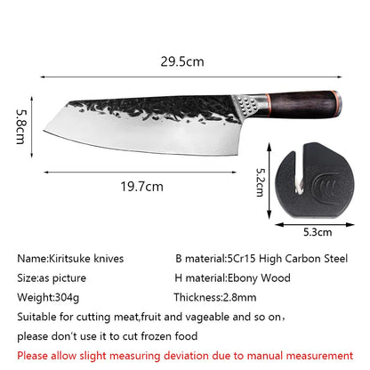 High Carbon Steel Chef Knife Clad Forged Steel Slicing Butcher Kitchen Knives Meat Cleaver Vegetable Knife with Knife sharpener High Carbon Steel Chef Knife Clad Forged Steel Slicing Butcher Kitchen Knives Meat Cleaver Vegetable Knife with Knife sharpener