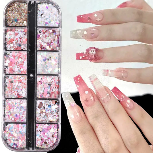 Holographic Maple Leaf Nail Sequins – 12-Grid Glitter Flakes for Nail Art | Wahooly Holographic Maple Leaf Nail Sequins – 12-Grid Laser Mirror Glitter Flakes for Autumn Nail Art