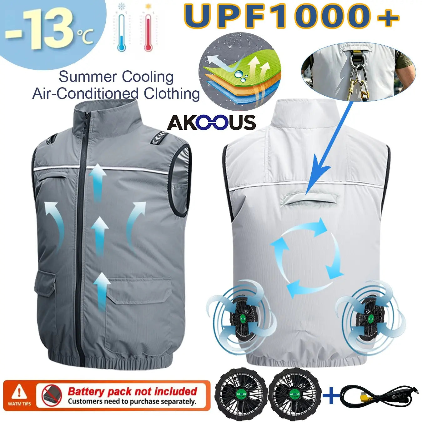 Hooded Cooling Vest USB Fan 5V 12V – Beat Summer Heat | Wahooly Hooded Cooling Vest with USB Fan – Beat the Heat Anywhere