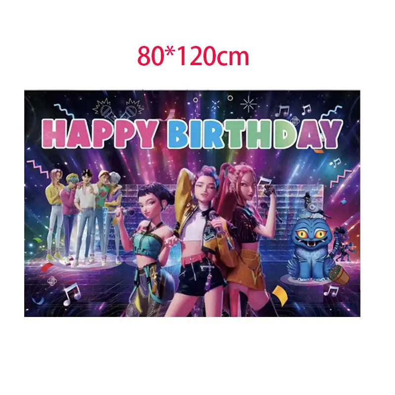 Hot K pop Demon Hunter Party Birthday Backdrops Birthday Party K pop Background Decoration Gifts Photography Banner Hot K pop Demon Hunter Party Birthday Backdrops Birthday Party K pop Background Decoration Gifts Photography Banner