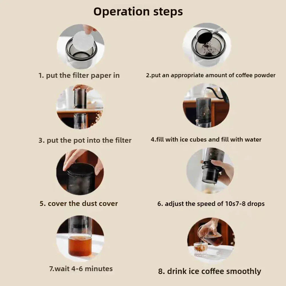 Ice Drip Coffee Pot - Cold Brew Glass Drip Coffee Maker | Wahooly Ice Drip Coffee Pot Cold Brew Artifact Hand Brewed Coffee Set Glass Drip Household Sharing Ice Drip Pot Household Accessories