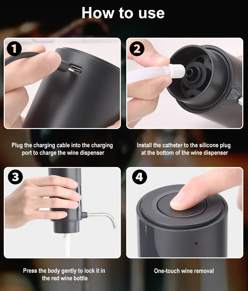 Intelligent Wine Aerator Dispenser Rechargeable One Touch Electric WineDecanter Liquor Dispenser Set Bar Party Wine Accessories Intelligent Wine Aerator Dispenser Rechargeable One Touch Electric WineDecanter Liquor Dispenser Set Bar Party Wine Accessories