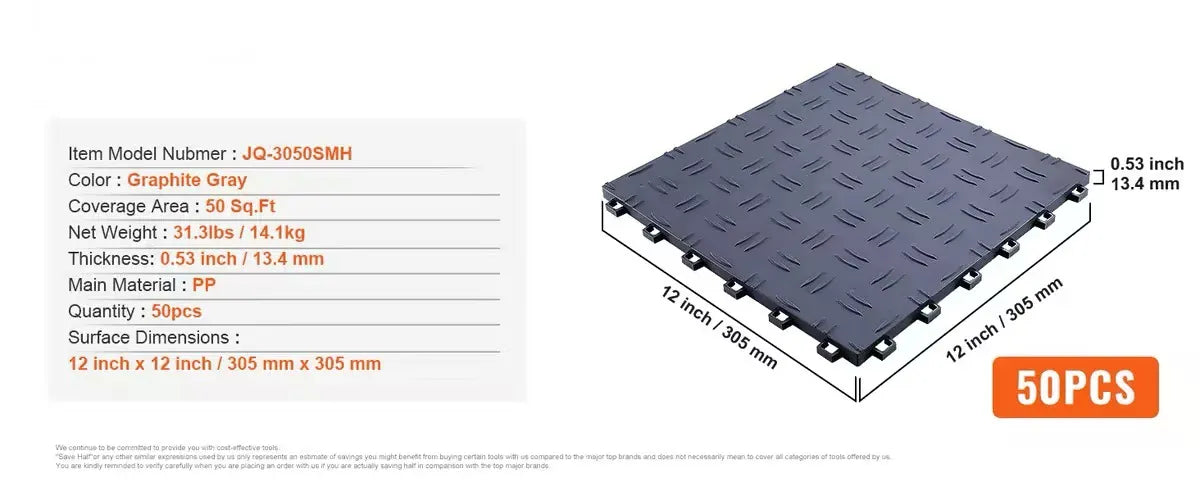 Interlocking Garage Floor Tiles | 5,500 lb Load, Non-Slip & Waterproof | 25 & 50 Pcs — Wahooly Interlocking Garage Floor Tiles | 5,500 lb Load Capacity | Non-Slip, Waterproof | 25 & 50 Pcs | Black & Graphite