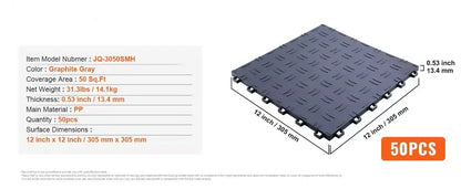 Interlocking Garage Floor Tiles | 5,500 lb Load, Non-Slip & Waterproof | 25 & 50 Pcs — Wahooly Interlocking Garage Floor Tiles | 5,500 lb Load Capacity | Non-Slip, Waterproof | 25 & 50 Pcs | Black & Graphite