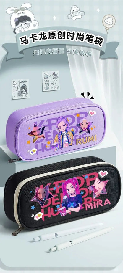 K-pop Demon Hunters Cartoon Fashion Creative Large Capacity Oxford Cloth Three-Layer Student Pencil Case for Boys and Girls K-pop Demon Hunters Cartoon Fashion Creative Large Capacity Oxford Cloth Three-Layer Student Pencil Case for Boys and Girls