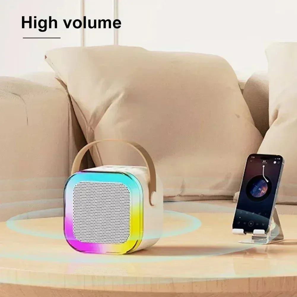 K12 Portable Karaoke Machine Bluetooth 5.1 RGB Wireless Mic | Wahooly K12 Portable Karaoke Machine — Bluetooth 5.1, RGB Lights, KTV Sound & Wireless Microphone