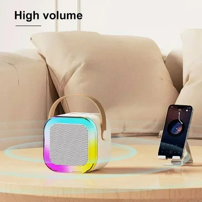 K12 Portable Karaoke Machine Bluetooth 5.1 RGB Wireless Mic | Wahooly K12 Portable Karaoke Machine — Bluetooth 5.1, RGB Lights, KTV Sound & Wireless Microphone