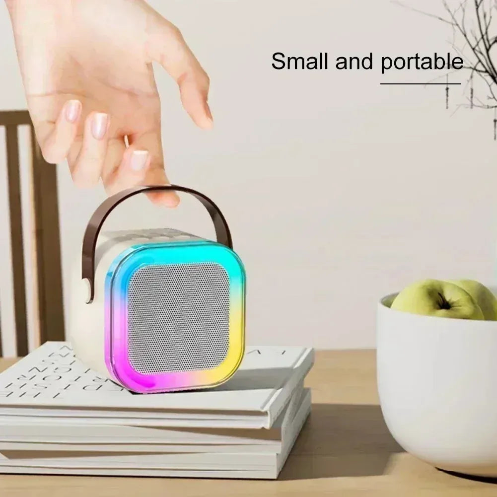 K12 Portable Karaoke Machine Bluetooth 5.1 RGB Wireless Mic | Wahooly K12 Portable Karaoke Machine — Bluetooth 5.1, RGB Lights, KTV Sound & Wireless Microphone