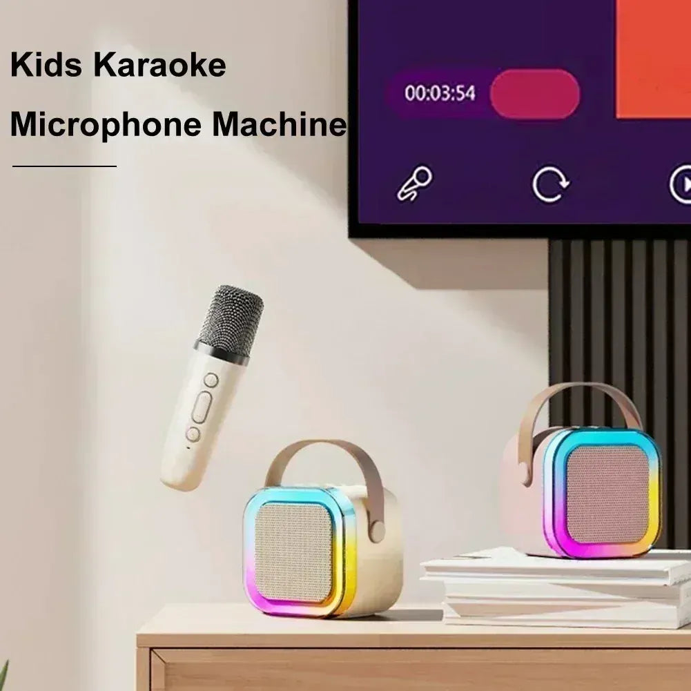 K12 Portable Karaoke Machine Bluetooth 5.1 RGB Wireless Mic | Wahooly K12 Portable Karaoke Machine — Bluetooth 5.1, RGB Lights, KTV Sound & Wireless Microphone