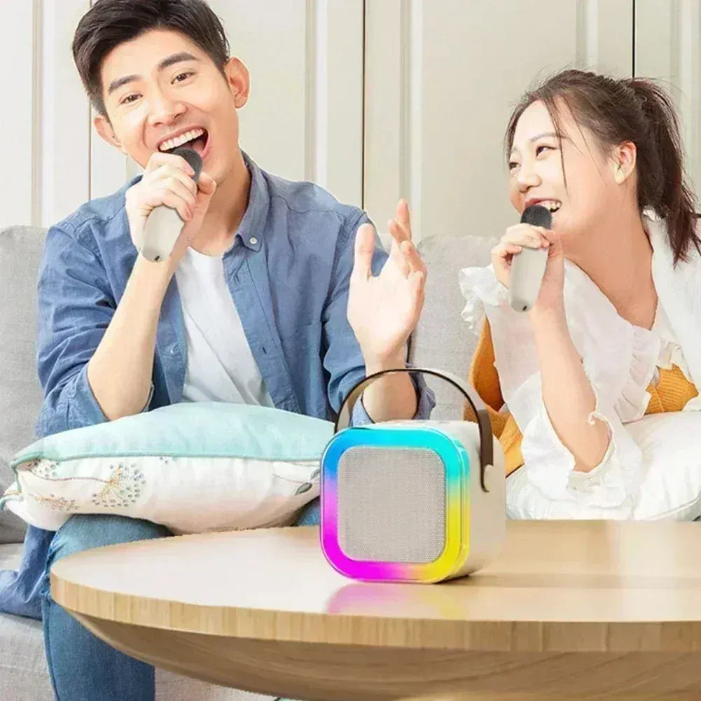 K12 Portable Karaoke Machine Bluetooth 5.1 RGB Wireless Mic | Wahooly K12 Portable Karaoke Machine — Bluetooth 5.1, RGB Lights, KTV Sound & Wireless Microphone