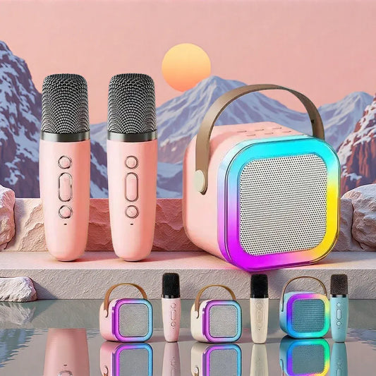 K12 Portable Karaoke Machine Bluetooth 5.1 RGB Wireless Mic | Wahooly K12 Portable Karaoke Machine — Bluetooth 5.1, RGB Lights, KTV Sound & Wireless Microphone