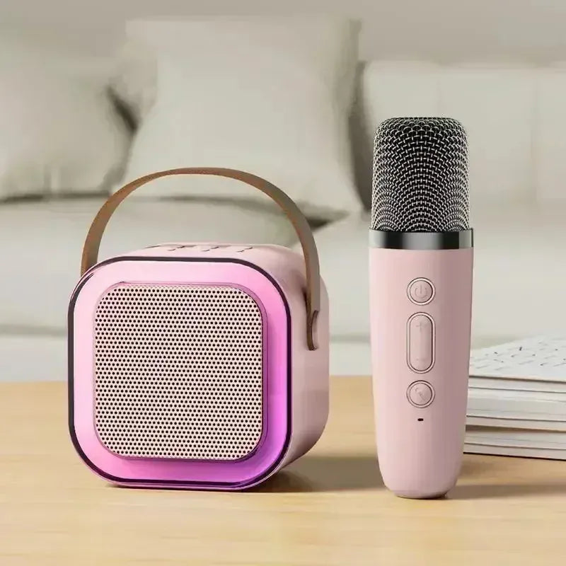 K12 Portable Karaoke Machine Bluetooth 5.1 RGB Wireless Mic | Wahooly K12 Portable Karaoke Machine — Bluetooth 5.1, RGB Lights, KTV Sound & Wireless Microphone