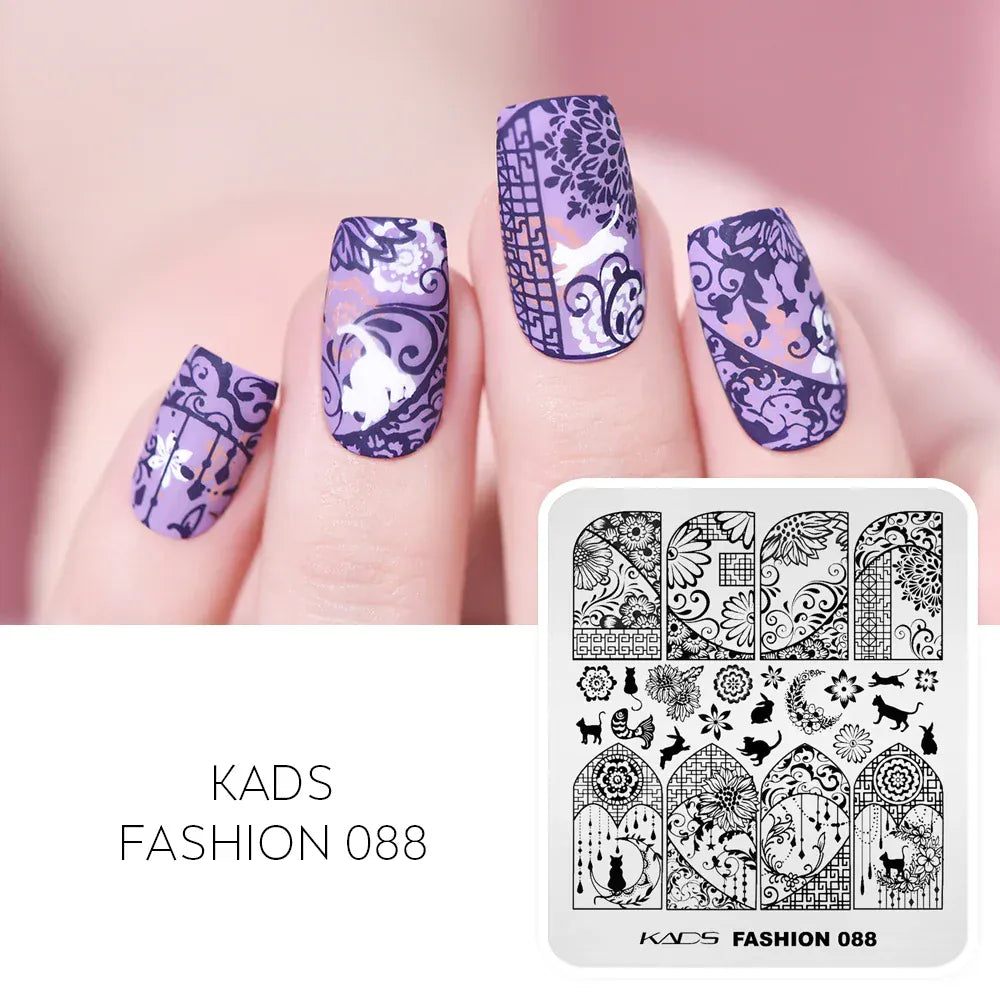 KADS Nail Stamping Plates Flower Valentine's Day Design Winter Fashion Nature Left Maple Animal Patter Stamp Template Stencil KADS Nail Stamping Plates Flower Valentine's Day Design Winter Fashion Nature Left Maple Animal Patter Stamp Template Stencil