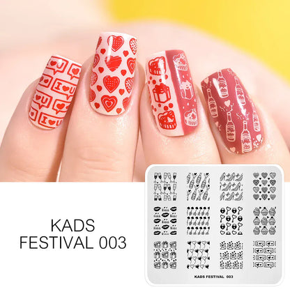 KADS Nail Stamping Plates Flower Valentine's Day Design Winter Fashion Nature Left Maple Animal Patter Stamp Template Stencil KADS Nail Stamping Plates Flower Valentine's Day Design Winter Fashion Nature Left Maple Animal Patter Stamp Template Stencil