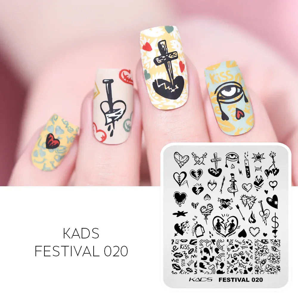 KADS Nail Stamping Plates Flower Valentine's Day Design Winter Fashion Nature Left Maple Animal Patter Stamp Template Stencil KADS Nail Stamping Plates Flower Valentine's Day Design Winter Fashion Nature Left Maple Animal Patter Stamp Template Stencil