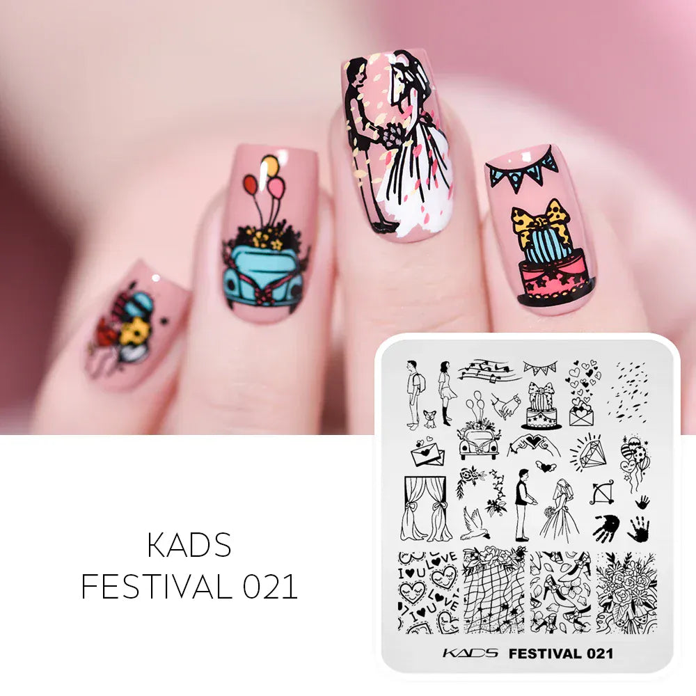 KADS Nail Stamping Plates Flower Valentine's Day Design Winter Fashion Nature Left Maple Animal Patter Stamp Template Stencil KADS Nail Stamping Plates Flower Valentine's Day Design Winter Fashion Nature Left Maple Animal Patter Stamp Template Stencil