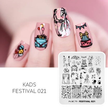 KADS Nail Stamping Plates Flower Valentine's Day Design Winter Fashion Nature Left Maple Animal Patter Stamp Template Stencil KADS Nail Stamping Plates Flower Valentine's Day Design Winter Fashion Nature Left Maple Animal Patter Stamp Template Stencil
