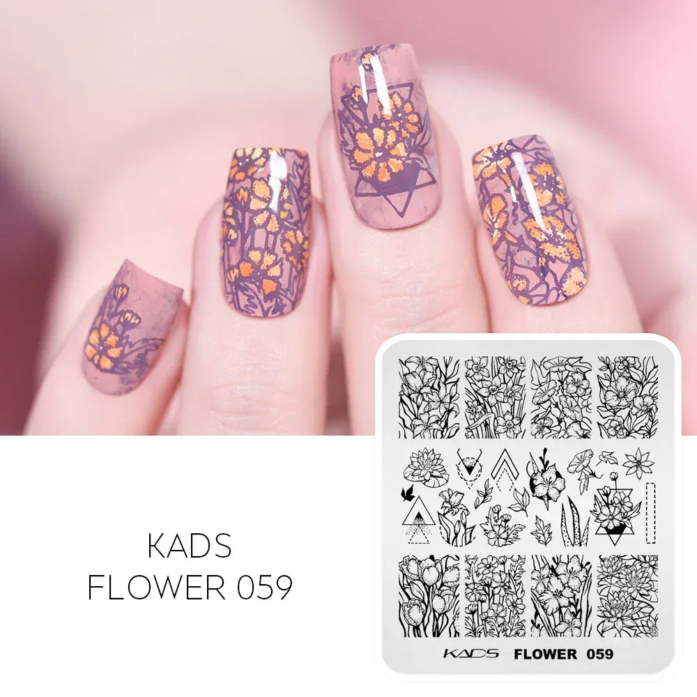 KADS Nail Stamping Plates Flower Valentine's Day Design Winter Fashion Nature Left Maple Animal Patter Stamp Template Stencil KADS Nail Stamping Plates Flower Valentine's Day Design Winter Fashion Nature Left Maple Animal Patter Stamp Template Stencil