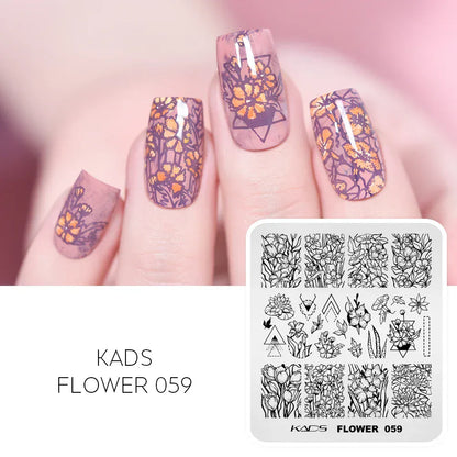 KADS Nail Stamping Plates Flower Valentine's Day Design Winter Fashion Nature Left Maple Animal Patter Stamp Template Stencil KADS Nail Stamping Plates Flower Valentine's Day Design Winter Fashion Nature Left Maple Animal Patter Stamp Template Stencil