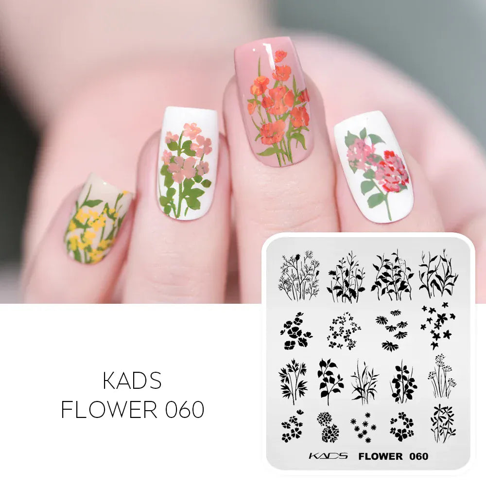 KADS Nail Stamping Plates Flower Valentine's Day Design Winter Fashion Nature Left Maple Animal Patter Stamp Template Stencil KADS Nail Stamping Plates Flower Valentine's Day Design Winter Fashion Nature Left Maple Animal Patter Stamp Template Stencil
