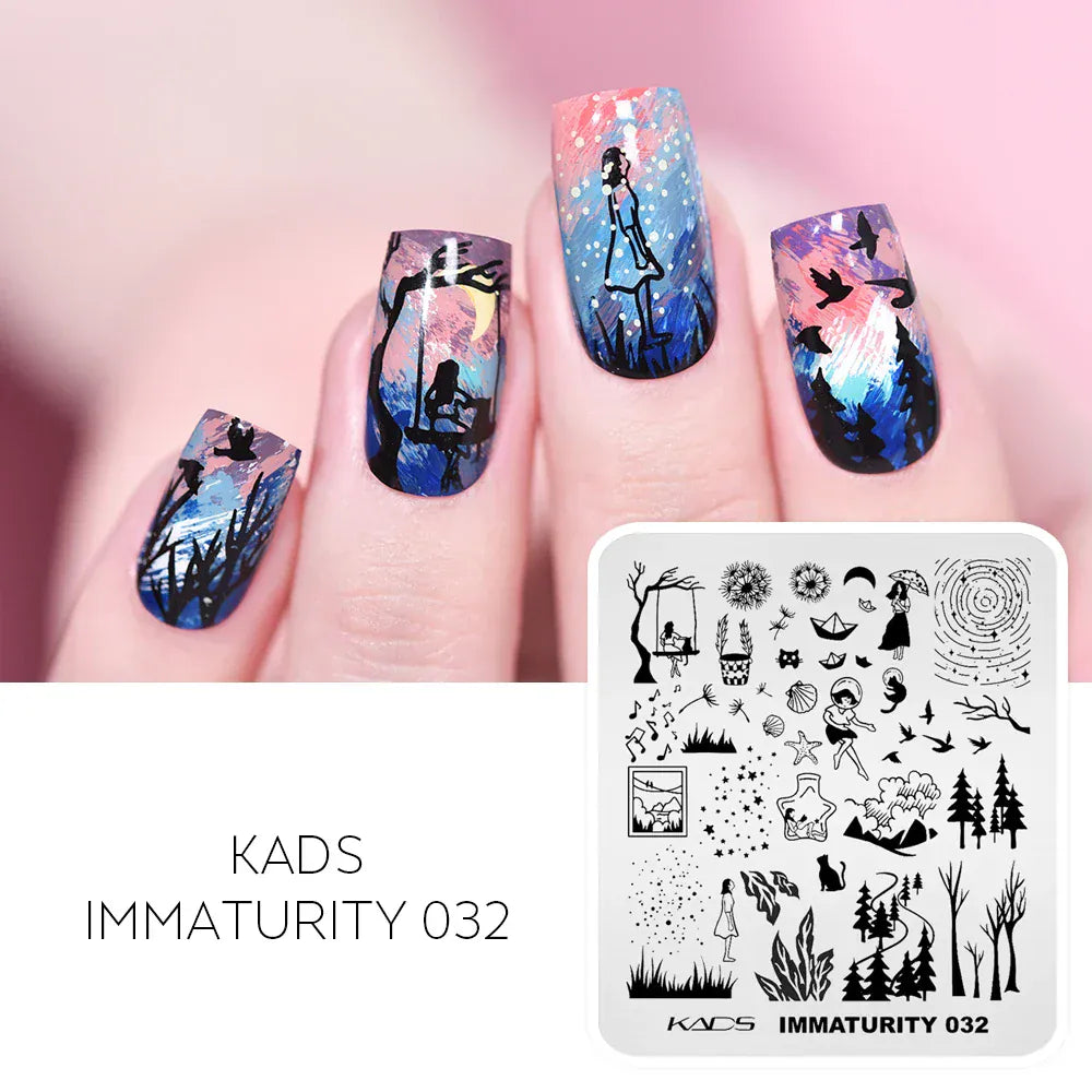 KADS Nail Stamping Plates Flower Valentine's Day Design Winter Fashion Nature Left Maple Animal Patter Stamp Template Stencil KADS Nail Stamping Plates Flower Valentine's Day Design Winter Fashion Nature Left Maple Animal Patter Stamp Template Stencil