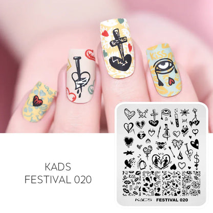 KADS Nail Stamping Plates Flower Valentine's Day Design Winter Fashion Nature Left Maple Animal Patter Stamp Template Stencil KADS Nail Stamping Plates Flower Valentine's Day Design Winter Fashion Nature Left Maple Animal Patter Stamp Template Stencil