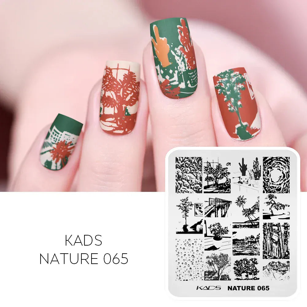 KADS Nail Stamping Plates Flower Valentine's Day Design Winter Fashion Nature Left Maple Animal Patter Stamp Template Stencil KADS Nail Stamping Plates Flower Valentine's Day Design Winter Fashion Nature Left Maple Animal Patter Stamp Template Stencil