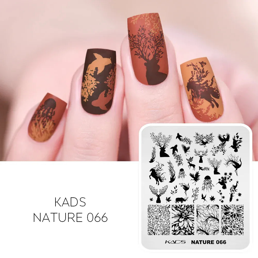 KADS Nail Stamping Plates Flower Valentine's Day Design Winter Fashion Nature Left Maple Animal Patter Stamp Template Stencil KADS Nail Stamping Plates Flower Valentine's Day Design Winter Fashion Nature Left Maple Animal Patter Stamp Template Stencil