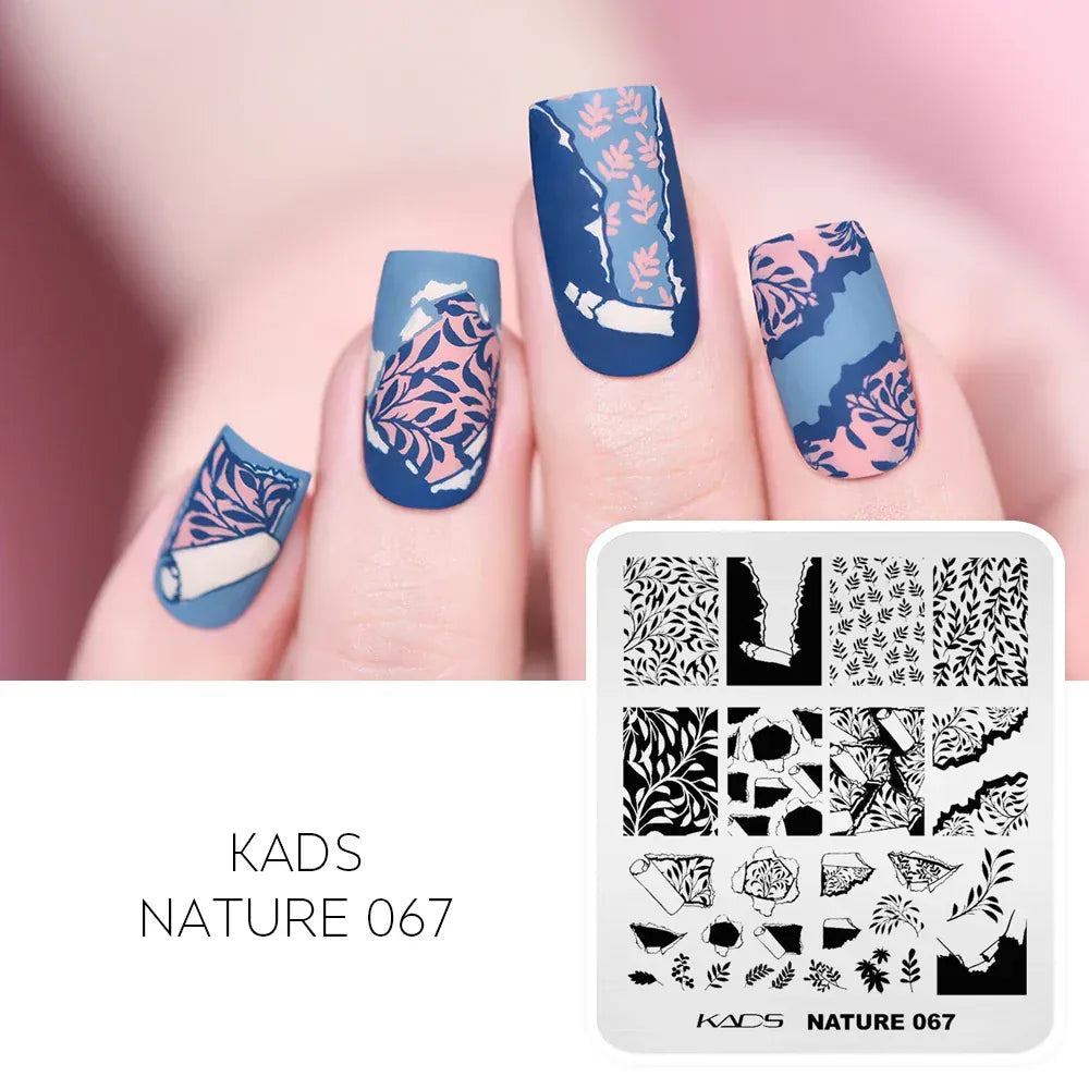 KADS Nail Stamping Plates Flower Valentine's Day Design Winter Fashion Nature Left Maple Animal Patter Stamp Template Stencil KADS Nail Stamping Plates Flower Valentine's Day Design Winter Fashion Nature Left Maple Animal Patter Stamp Template Stencil