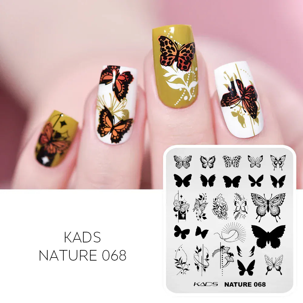 KADS Nail Stamping Plates Flower Valentine's Day Design Winter Fashion Nature Left Maple Animal Patter Stamp Template Stencil KADS Nail Stamping Plates Flower Valentine's Day Design Winter Fashion Nature Left Maple Animal Patter Stamp Template Stencil
