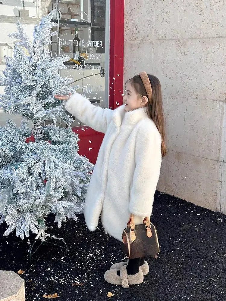 Kids' Faux Mink Winter Coat Longline Oversized Hooded Thickened Warm Fur Jacket for Big Toddler Girls Autumn Winter Kids' Faux Mink Winter Coat Longline Oversized Hooded Thickened Warm Fur Jacket for Big Toddler Girls Autumn Winter
