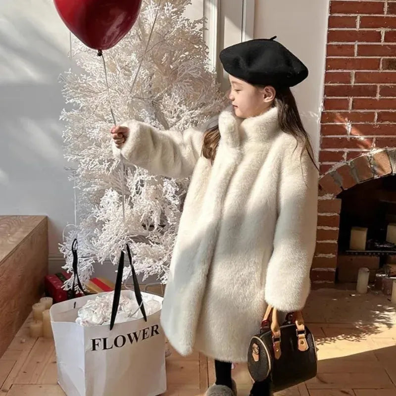 Kids' Faux Mink Winter Coat Longline Oversized Hooded Thickened Warm Fur Jacket for Big Toddler Girls Autumn Winter Kids' Faux Mink Winter Coat Longline Oversized Hooded Thickened Warm Fur Jacket for Big Toddler Girls Autumn Winter