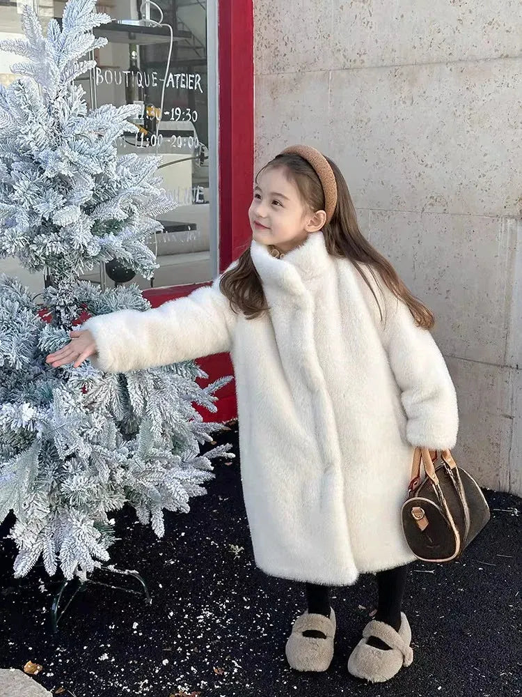 Kids' Faux Mink Winter Coat Longline Oversized Hooded Thickened Warm Fur Jacket for Big Toddler Girls Autumn Winter Kids' Faux Mink Winter Coat Longline Oversized Hooded Thickened Warm Fur Jacket for Big Toddler Girls Autumn Winter