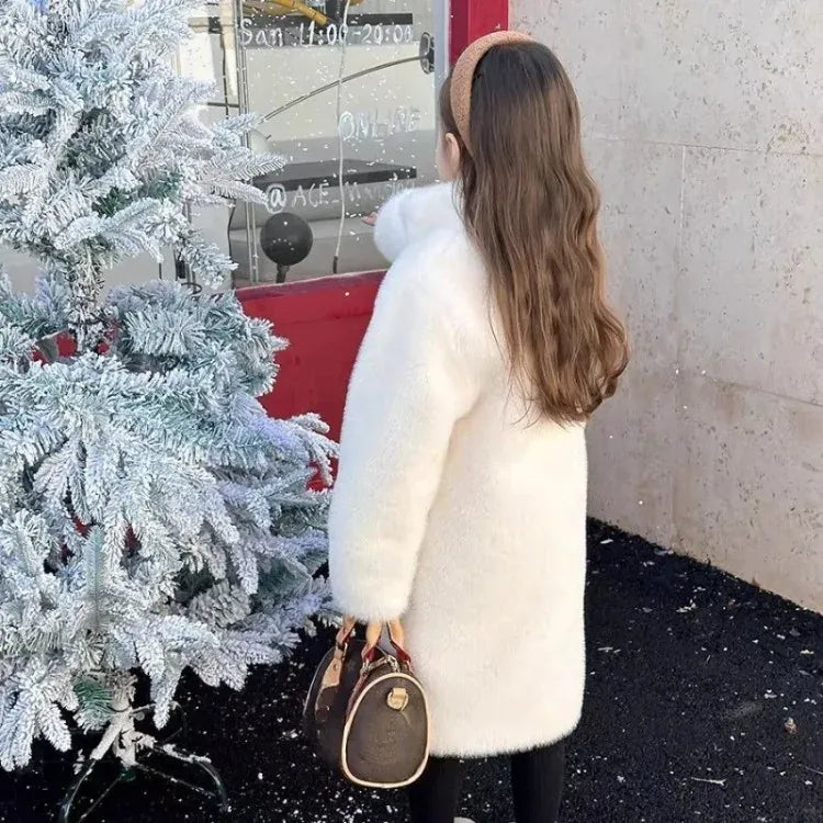Kids' Faux Mink Winter Coat Longline Oversized Hooded Thickened Warm Fur Jacket for Big Toddler Girls Autumn Winter Kids' Faux Mink Winter Coat Longline Oversized Hooded Thickened Warm Fur Jacket for Big Toddler Girls Autumn Winter
