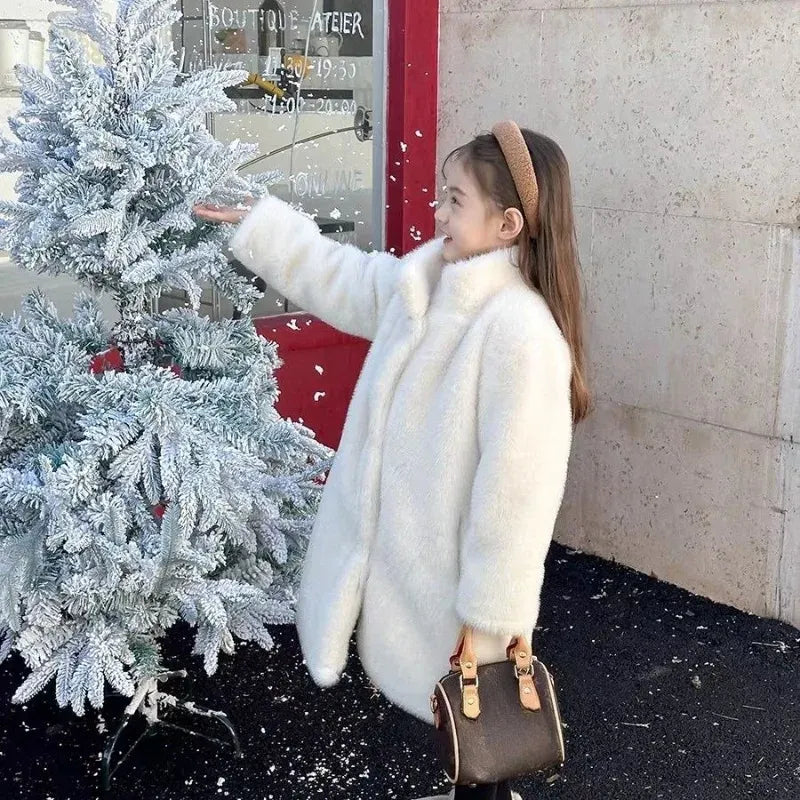 Kids' Faux Mink Winter Coat Longline Oversized Hooded Thickened Warm Fur Jacket for Big Toddler Girls Autumn Winter Kids' Faux Mink Winter Coat Longline Oversized Hooded Thickened Warm Fur Jacket for Big Toddler Girls Autumn Winter